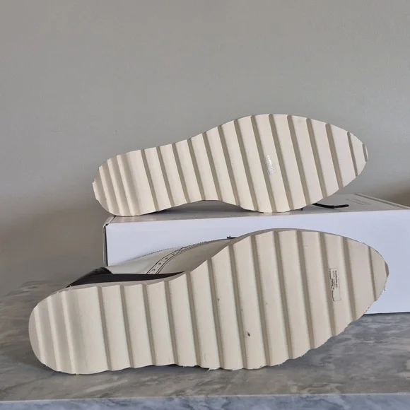 Sixtyseven Platform Wing Tipped Leather Oxford Pointed Toe, Black White Size 9 - Picture 7 of 12